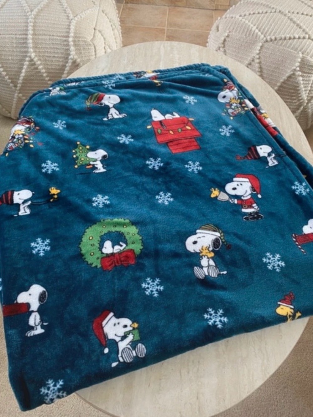 Snoopy Holiday Blanket - blue